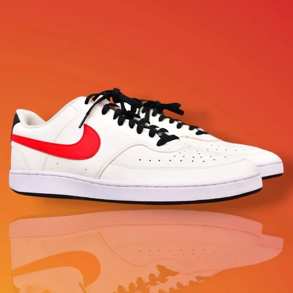 Nike Court Vision Low Sneakers White Red Black Mens Size 14 DM1187-101